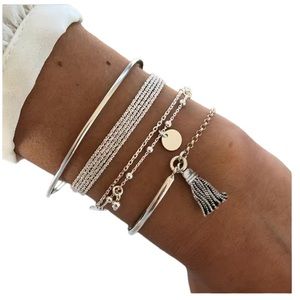 4 Piece Silver Bracelet Set